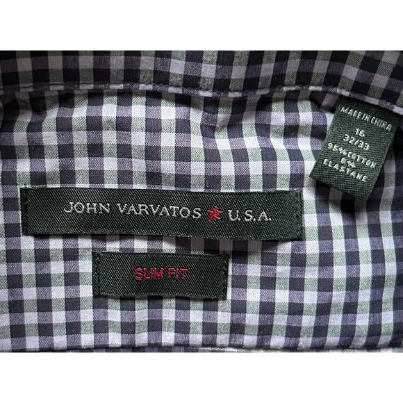 NWT JOHN VARVATOS Star USA Purple Gingham Cotton Button Up Shirt Top Mens Sz 16 - Picture 4 of 11